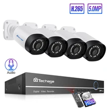 Techage H.265 8CH 5MP POE NVR безопасности 4 шт. система камеры до 16ch NVR P2P наружная ip-камера домашняя CCTV комплект видеонаблюдения