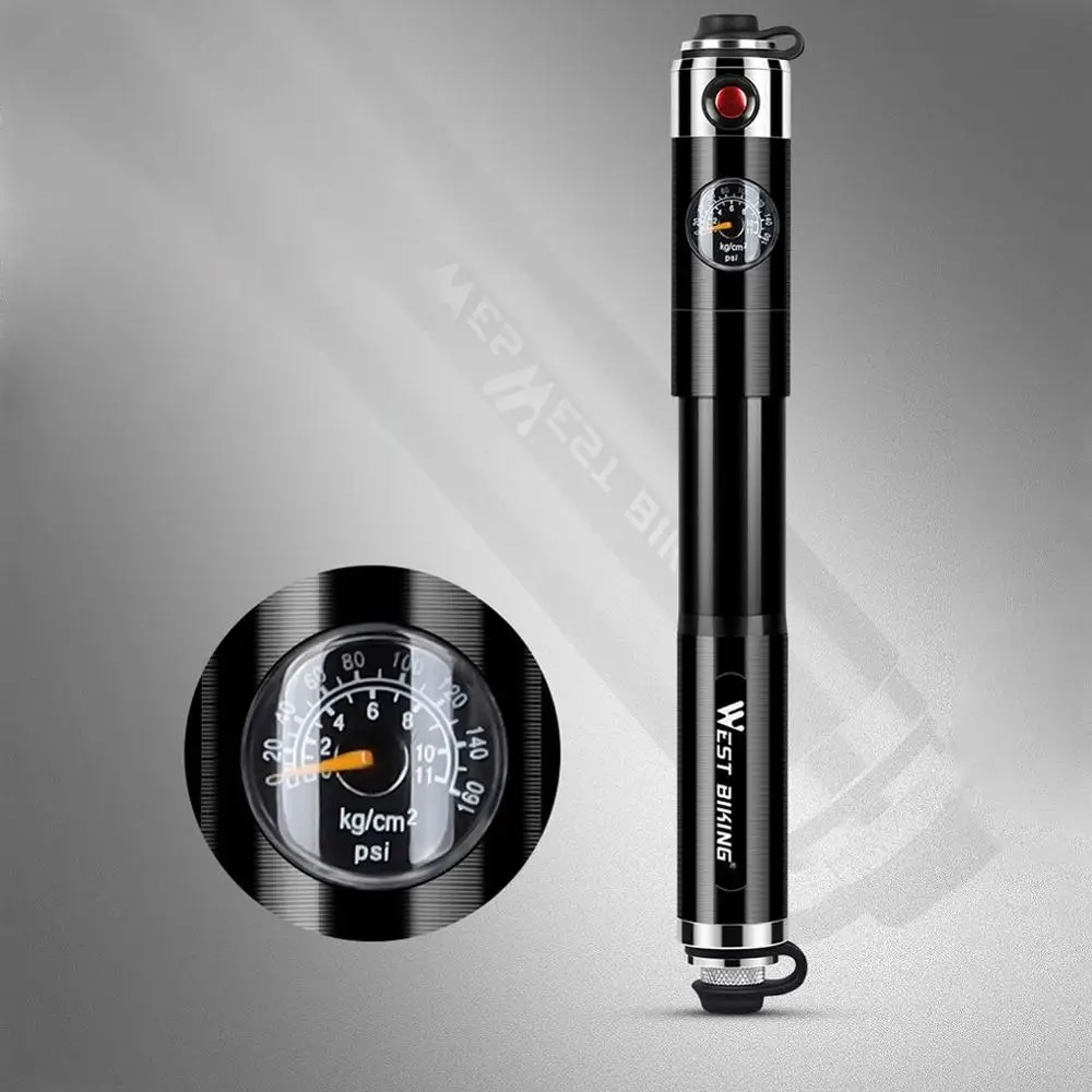 Ручной насос для велосипеда с манометром 160PSI Schrader/Presta клапана портативный