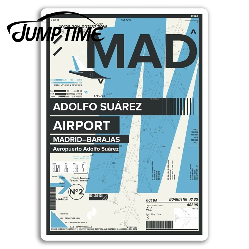 Виниловые наклейки с надписью «время прыжков» для аэропорта Адольфо Суарез Мадрид