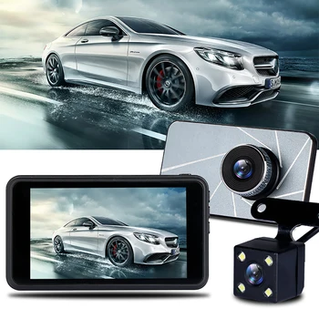 

4 Inch Full HD 1080P Car DVR Camera Dual Lens Dash Cam IPS Screen Driving Video Recorder Dashcam Auto Registrator Touch Screen