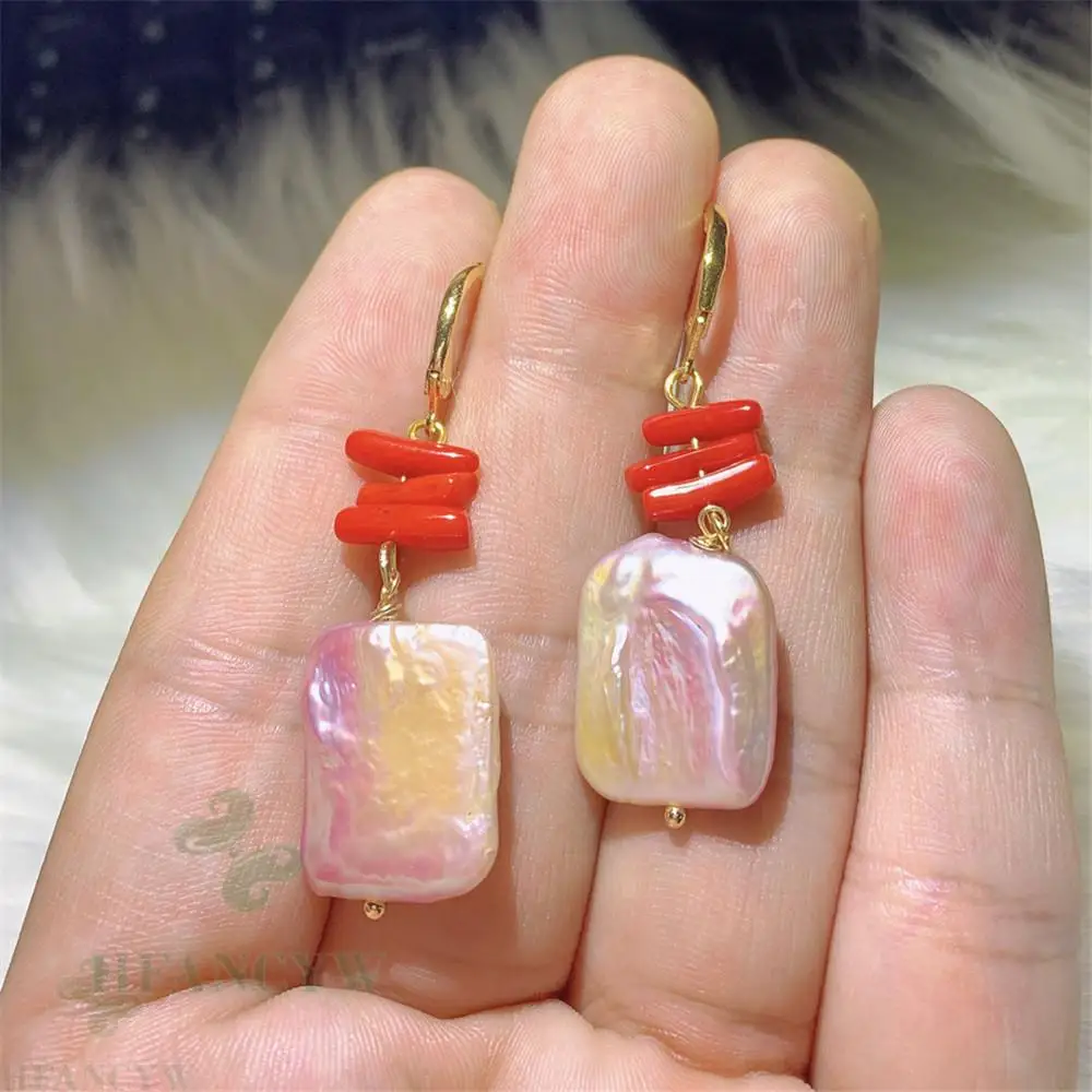 

Color Baroque Pearl Earring 18 K Gold Ear Drop Accessories Jewelry Classic Dangle Women Cultured