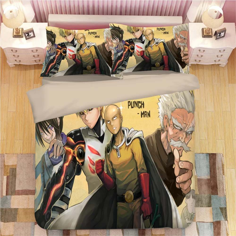Постельный комплект ONE PUNCH MAN, мультяшный аниме, пододеяльники, 3D постельные принадлежности, королевские наволочки, Детские Мультяшные одеяла, постельные принадлежности, постельное белье s