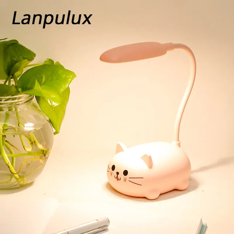 Lanpulux мультфильм животных Ночной светильник светодиодный светильник USB настольные лампы перезаряжаемый для детей декор для спальни для учебы настольные лампы