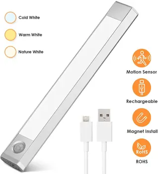 

New USB charging sensor cabinet lamp 60LED body sensor lamp energy-saving lamp nightlight wardrobe lamp