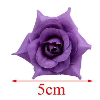 

Lulang 15PCS Dark Purple 5cm Artificial Silk Fake Roses Flower Faux Heads Bulk DIY Wedding Home Decoration Scrapbook Accessories