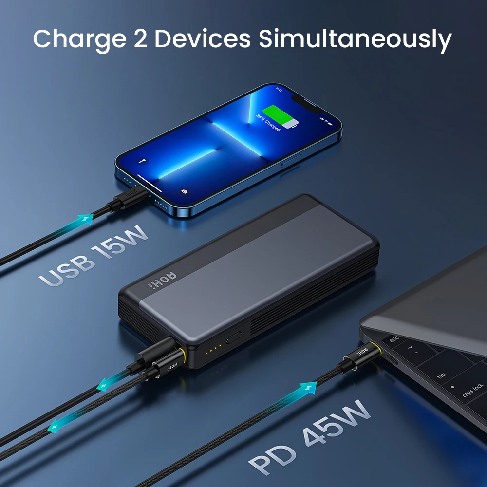 AAA+ Power Bank 20000mAh Fast Charging 65W PD Portable Charger External Battery for Macbook Laptop iPhone 13 Pro Max Powerbank - Image 4