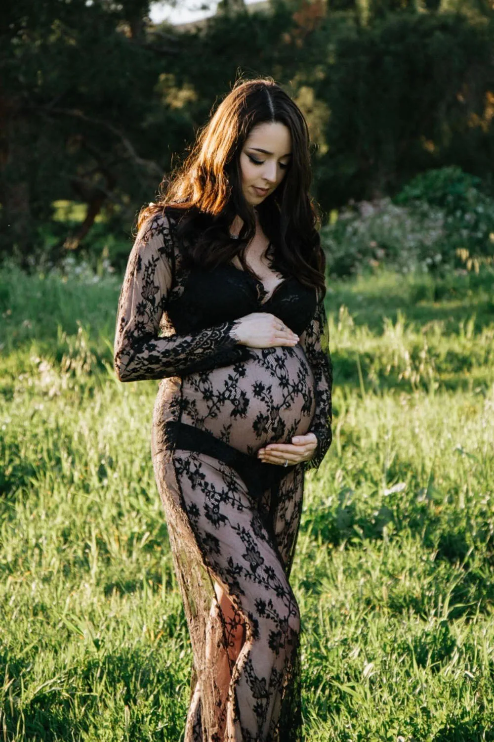 Кружевные платья для беременных; одежда для фотосессии; Одежда для беременных