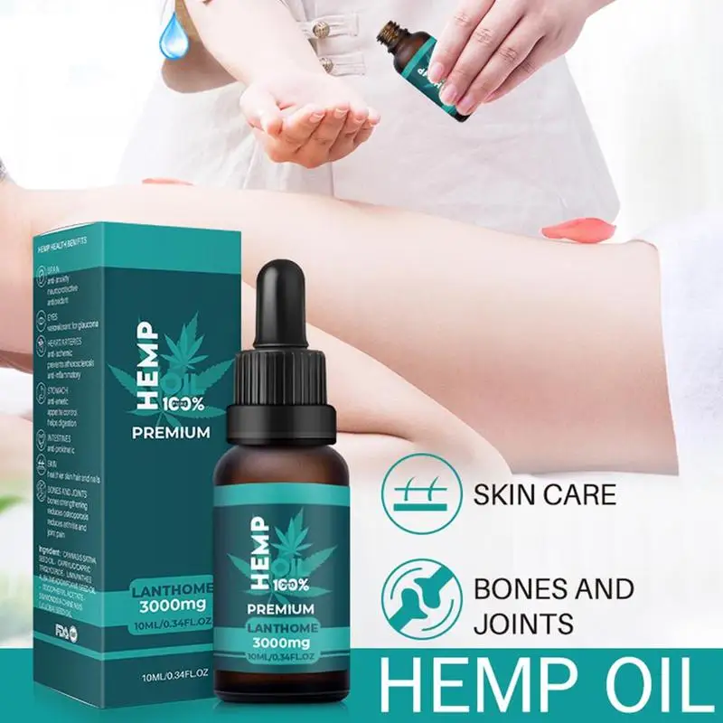 

10ml Hemp Oil 3000mg CBD Hemp Seeds Oil Extract Drops for Skin Pain Relief Reduce Anxiety Better Sleep Anti Stress