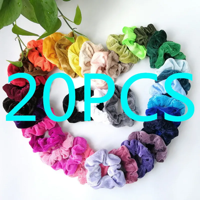 A 20/15/9PCS Velvet Scrunchie Women Girls Elastic Hair Rubber Bands Accessories Gum For Women Tie Hair Ring Rope Ponytail Holder - Цвет: A