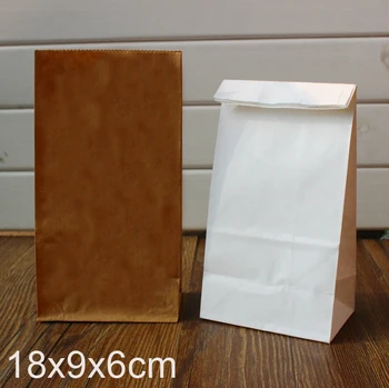 

Stand up Kraft Paper Bags, Kraft &White Favor Bag, Open Top Gift Packing Bags, Treat Bag, 18x9x6cm 50pcs