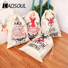 LADSOUL большой Печатный льняной луч Рождественский подарок мешок для конфет Рождество Apple мешок счастливый год праздник украшения Польза G