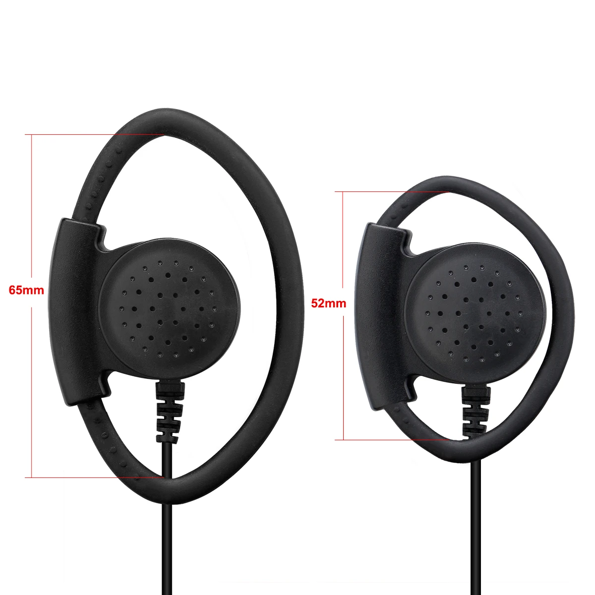 EEK012 Earpiece Adjustable D-shape Walkie Talkie 2Pin Ear Hook with PTT Mic for