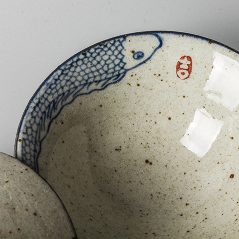 Japanese Fish Pottery Tea Cup Set 70ml For Tea Ceremony