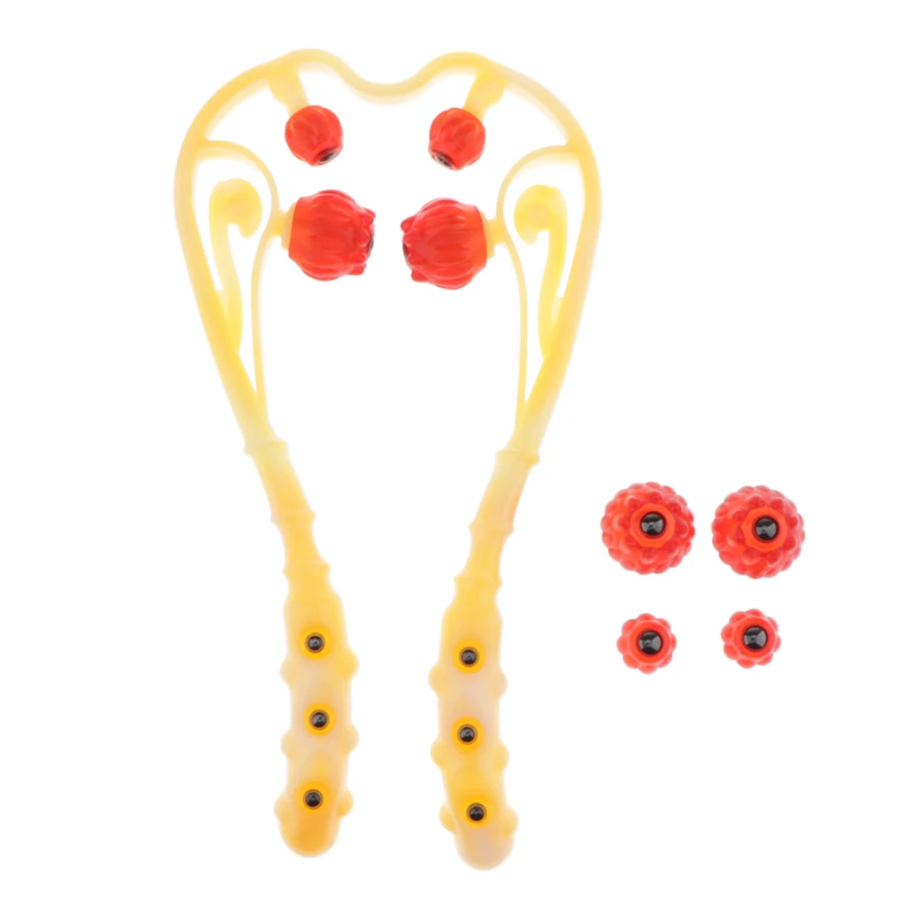 4 Ball Durable PP Manual Handheld Neck Shoulder Body Pain Stiffness Soreness Stress Fatigue Relief Stick Wand w/Anti-slip Handle