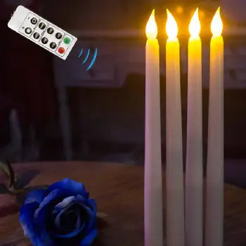 

4Pcs Flickering Flameless Remote Control LED Taper Candle Light Party Decor Lamp