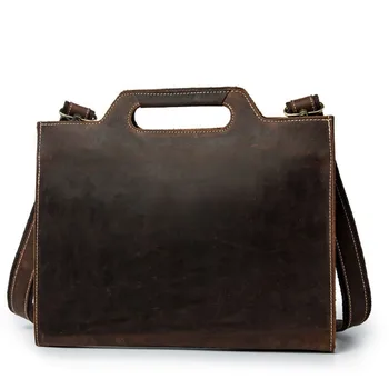 

New Genuine Leather Men's Handbags Retro Crazy Horse Leather Men Tote Bag Shoulder Messenger Business Men Briefcase Laptop Bags