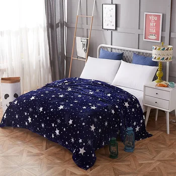 

Star thin blankets fashion thin quilt twin full queen boys girls blankets Throw Flannel blanket on Bed/car/sofa blue rugs