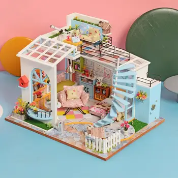 

DIY Miniature Dollhouse Kit Handmade House with Furniture Music Movement for Christmas Birthday Valentine's Day Gift #CW