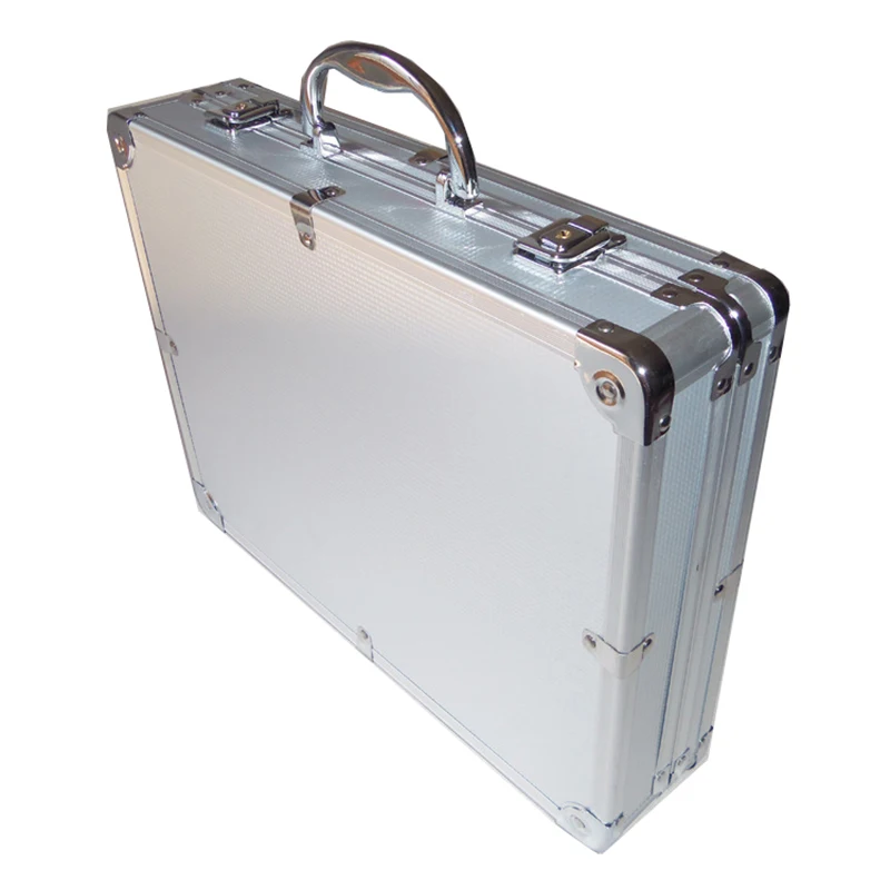 Silver with foam Алюминиевый сплав ящик для инструментов переносной прибор ящик для хранения безопасное оборудование ящик для инструментов чемодан ударопрочный ящик для инструментов - Цвет: Silver with foam