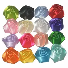 Атласная лента цветок розы тканевый цветок из шелка ручной работы DIY свадебный букет цветок ткань для волос аксессуары 50PE