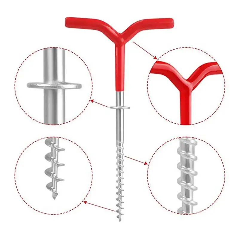 Outdoor Camping Tent Stakes Ice Fishing Screw Rod Stand Y Shape Threads Ground Anchor Holder Rests Rack Pole Pegs | Спорт и