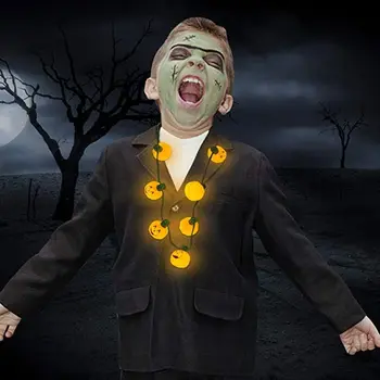 

LED Light Up Halloween Pumpkin Skull Lantern Glow In Dark Necklace Party Favors