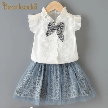 

Bear Leader Kids Girl Dresses New Summer Girls Bow-knot Casual Dress Cute T-shirt and Dress Girls Leopard Children Clothing 3 7Y