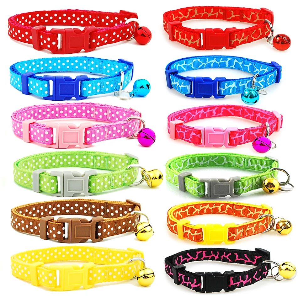Dog Collar Pet  Adjustable Cat Collar Polka Dot with Bell Puppy Necklace for Cat Small Medium Dog Pet Supplies Pet Accessories