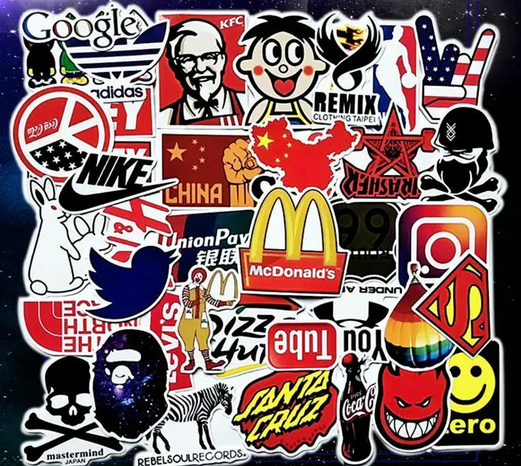 100 шт./упак. наклейка s классический модный стиль граффити наклейки для мото автомобиля чемодан крутая, для ноутбука мультфильм аниме Наклейка на скейтборд - Цвет: 100sheet