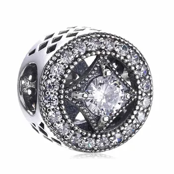 

Authentic 925 Sterling Silver Bead Charm Openwork Vintage Allure With Crystal Beads Fit Bracelet Bangle Diy Jewelry
