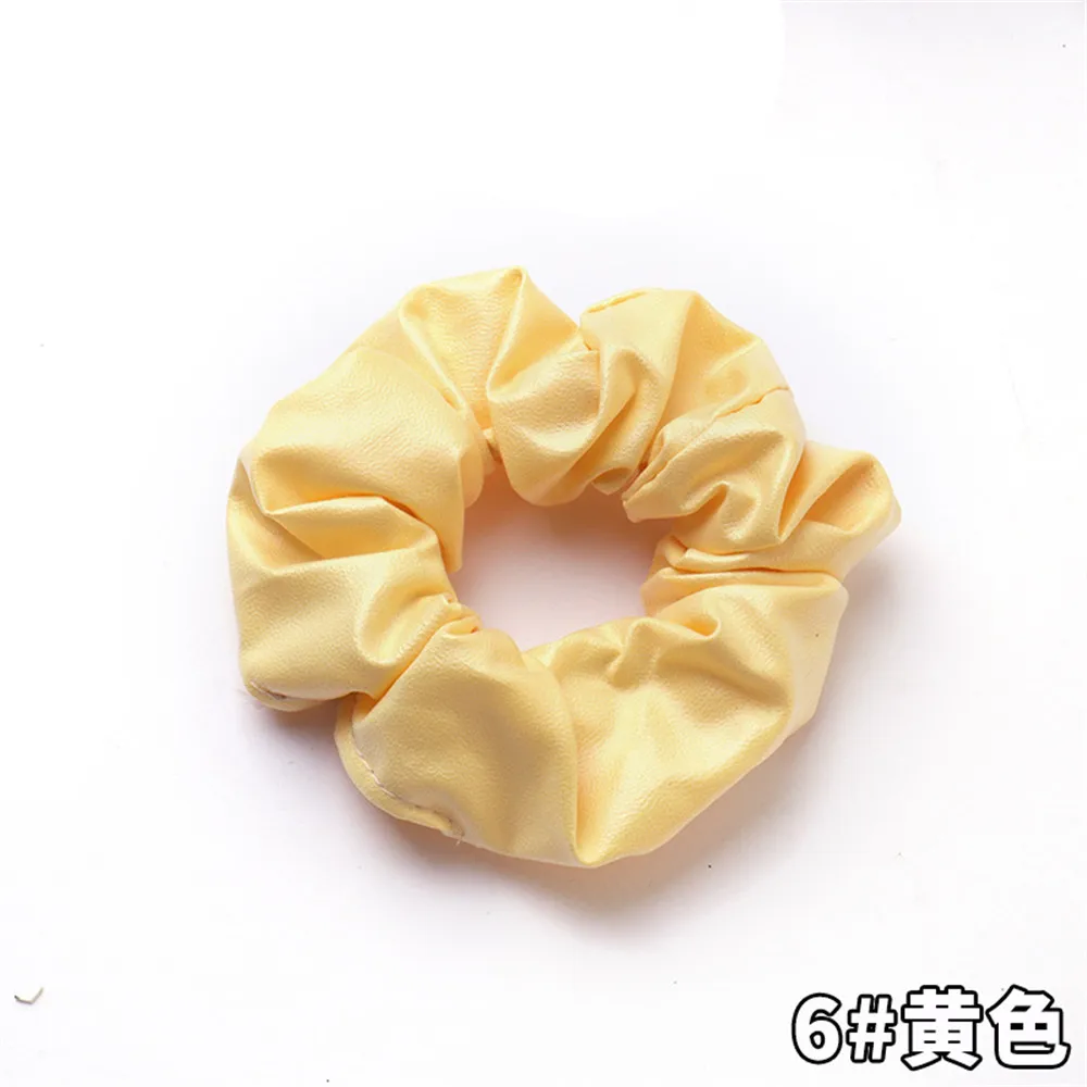 yellow Креативные Новые ПУ Твердые кольца для волос девушки конфеты цвета дамы заколки для волос аксессуары резинка для волос Веревка - Цвет: yellow