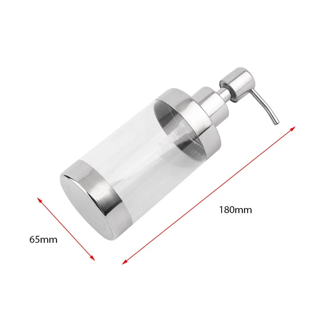 Universal Home Bathroom Stainless Steel Press Soap Dispenser Liquid Hand Washing Shampoo Pump Silver& Transparent