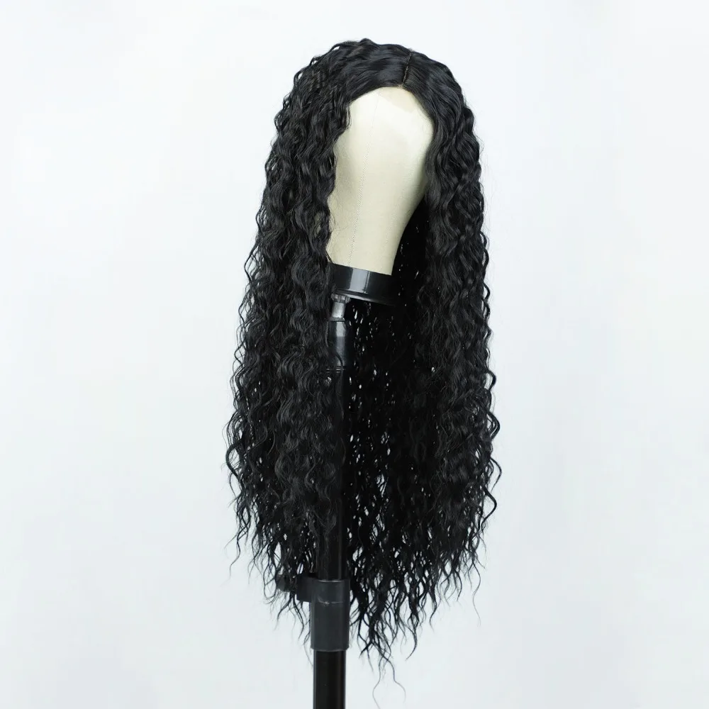 Small Area Lace front Wigs for Women Synthetic Long Wavy Wig with Baby Hair Part Division Heat Resistant Fiber Half HandTied Wig