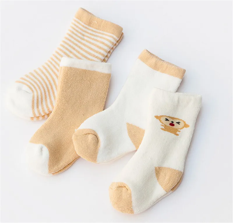 4Pairs/lot Newborn Baby Socks Cartoon Warm Baby Socks for Girls Infant Cotton Baby Boys Socks Spring Autumn Winter