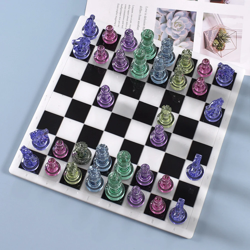 Tanio 6 sztuk 3D kryształowe międzynarodowe szachy kawałki żywicy epoksydowej