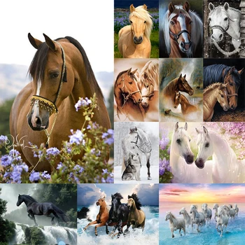 

Diamond Painting Horse Full Square Diamond Embroidery Animals Picture 5D Diy Mosaic Rhinestone Home Decoration