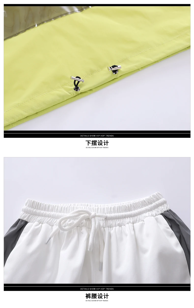 2019 Children's Street Dance Suit Loose Green Jacket White Pants Set Kids Girls Boys Hip Hop Jazz Costumes for Stage Performance (18)