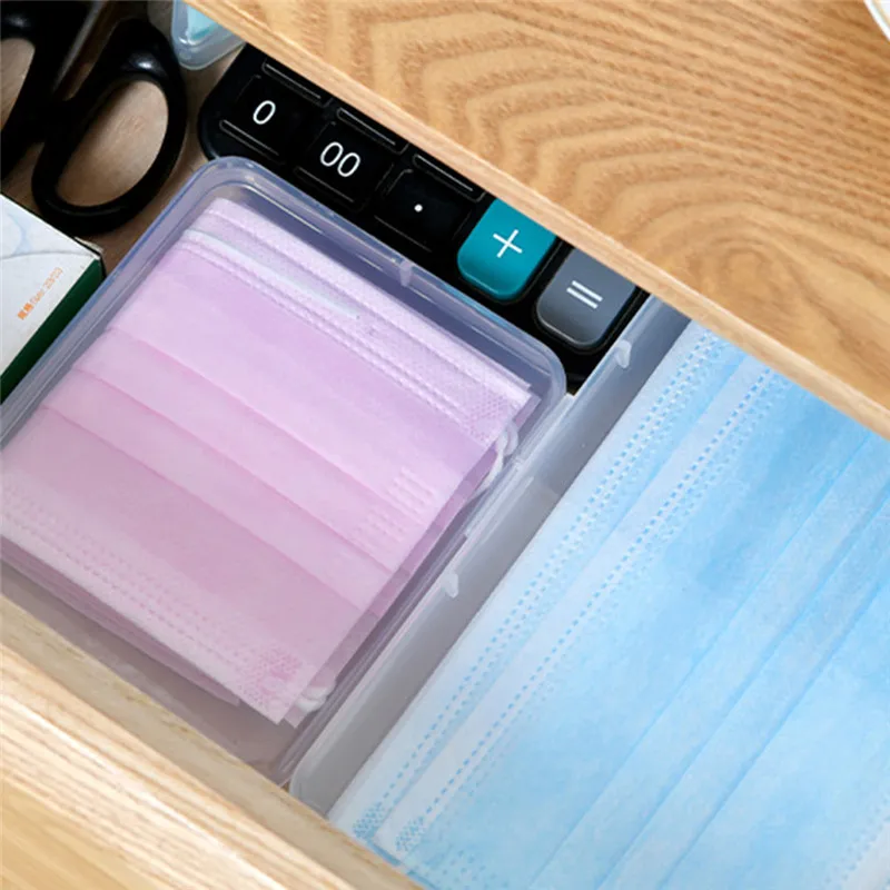 

11X9CM Clear Plastic Face Masks Storage Box Moisture-Proof Cover Case Temporary Clip Security Puff Holder Bags