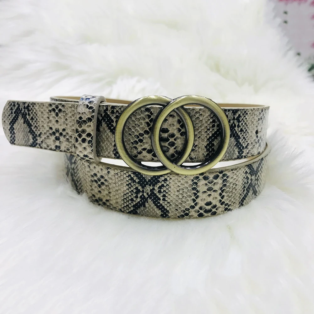 Snake Новинка, винтажный женский ремень с двойным кольцом и пряжкой, джинсовый Леопардовый пояс для женщин, модный студенческий простой ремень с пряжками - Цвет: Snake