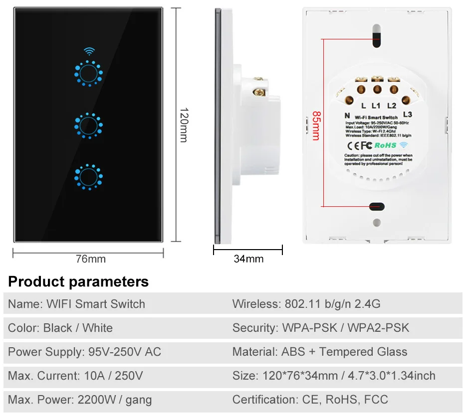 110V Стандартный WI FI Smart Touch Стекло Панель переключатель приложение Дистанционное