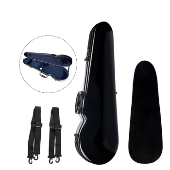 

4/4 Full Size Portable Glass Fiber Violin Case Triangle Shape Lightweight Hardshell Storage Bag Box with Hygrometer Straps