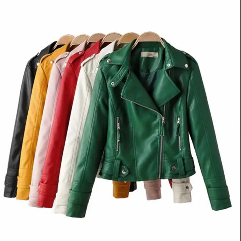 

Women Faux Soft Leather Jacket Snakeskin Black Punk Short Jacket Coats Female Zipper Turn-down Collar Outerwear 2019