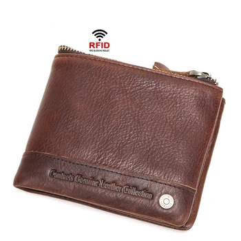 

Cow Leather Men Wallets with Coin Pocket Vintage Male Purse Function Brown Genuine Leather Men Wallet with Card Holders
