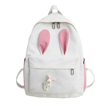 

Cute Rabbit Women Canvas Backpacks Korean Style School Bags for Teenage Girls Bookbag female Leisure Travel Backpack mochila