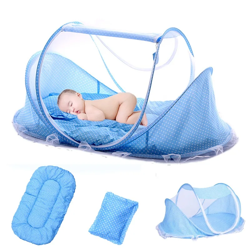 Foldable Infant Baby Mosquito Net Travel Cot Tent Mattress Cradle Bed Pillow UK 