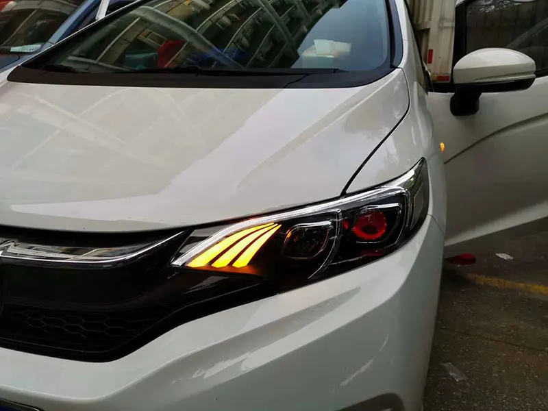 Светодиодный налобный фонарь для Honda Fit до года светодиодный налобный фонарь модифицированный в сборе черный цвет YZ