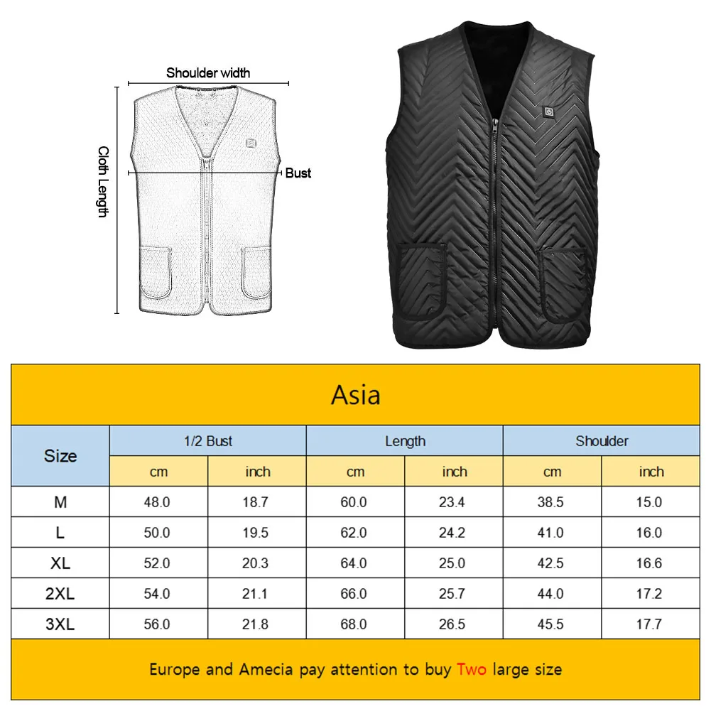 Зимняя зарядка через usb для рыбалки, жилет с подогревом для путешествий, моющийся жилет из полиэфирного волокна, теплый нагретый жилет для пожилых людей, зимний жилет для кровообращения