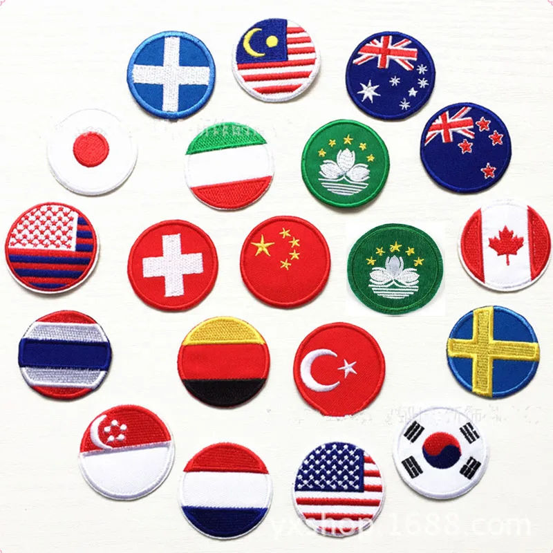 

AHYONNIEX 10PCS Embroidered world China USA Frace round flag Patches Sew On Clothes Armband Backpack badge Sticker DIY Applique