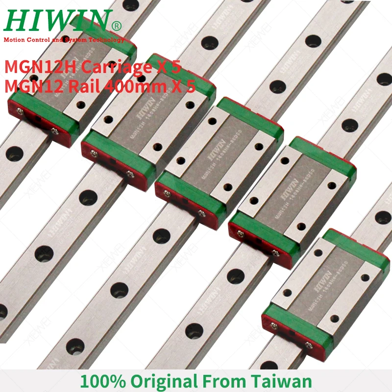 

Free Shipping HIWIN MGN12H carriages Linear slider Block 5pcs + MGNR12C linear rails 400mm 5pcs 3d printer Rails