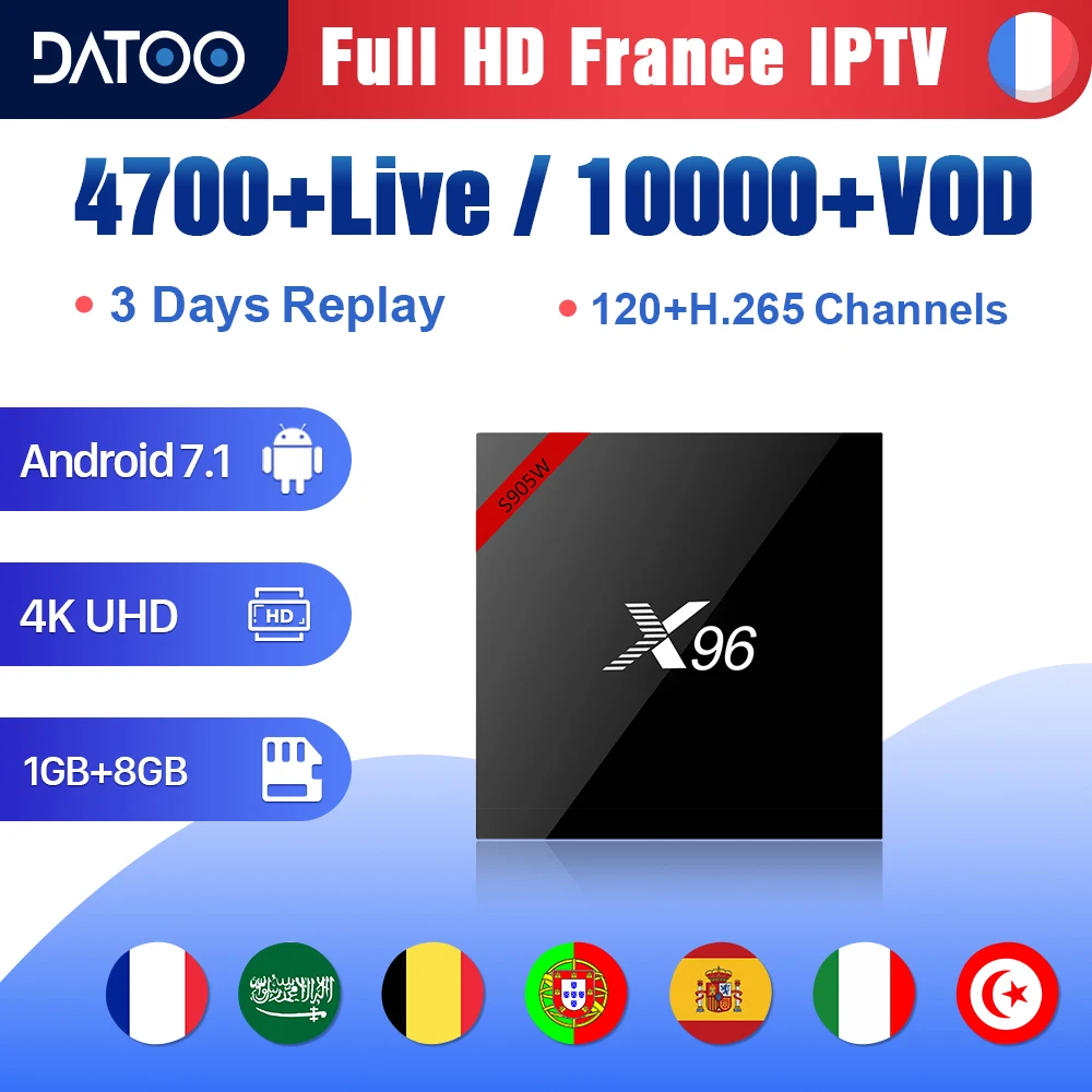 

France IPTV Subscription Italia Portugal Sweden Box X96W TV Box Android 7.1 1 Year Datoo IPTV France Arabic Belgium Canada IP TV